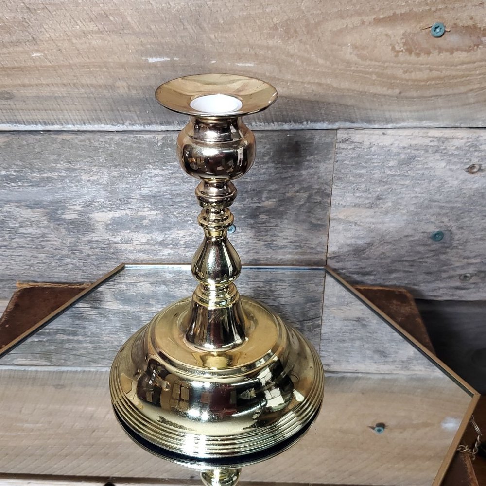 Vintage Brass 7" Candle Holder - Taper Candle Holder -